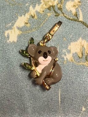 Juicy Couture Koala Charm/Pendant in Gray and Gold w Eucalyptus and Baby Koala